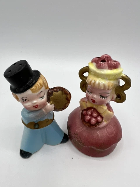 Vintage Enesco Winking Boy and Cupcake Girl Sweet Shop Kids Salt & Pepper Shaker