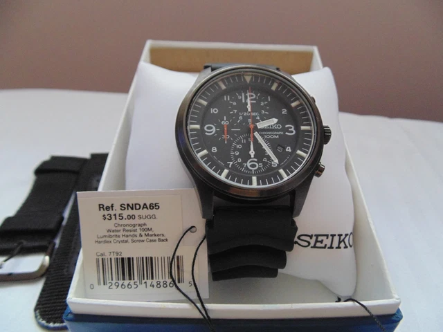 SEIKO SNDA65 MENS chronograph military style quartz watch 7T92