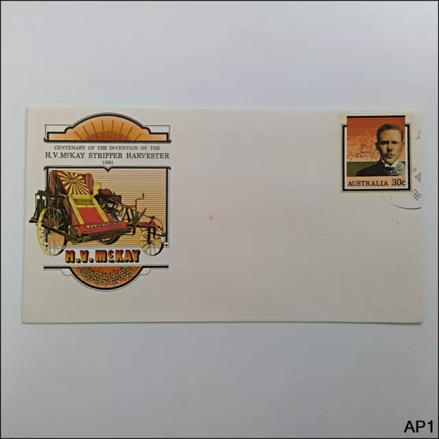 Centenary H.V. McKay Stripper Harvester 1984 Post Pre-Stamped Envelope (B) (AP1)