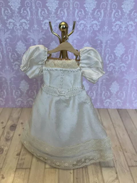 Dolls House 1/12 Scale Miniature Ivory Artisan Raw Silk Wedding Dress