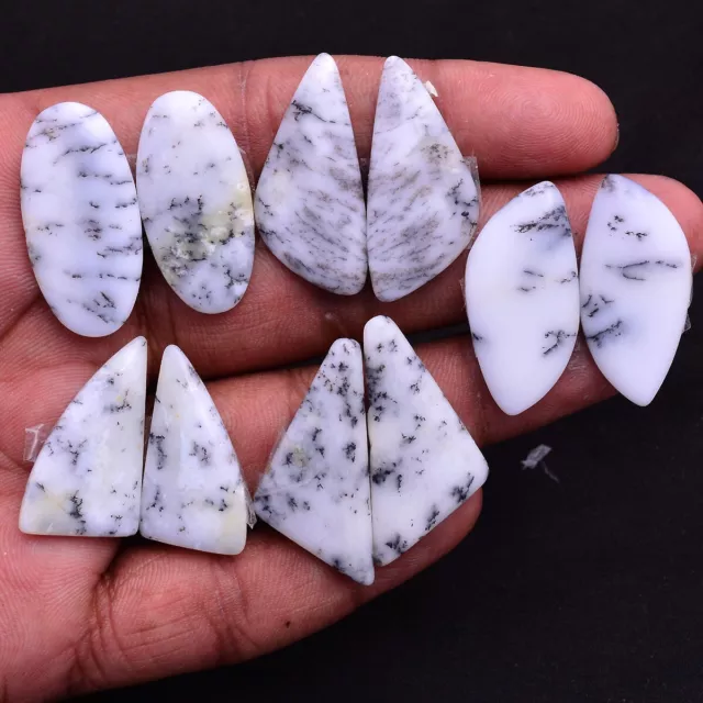 113 Cts Natural Dendrite Opal Cabochon 5 Pairs/10 Pcs Untreated Loose Gemstones
