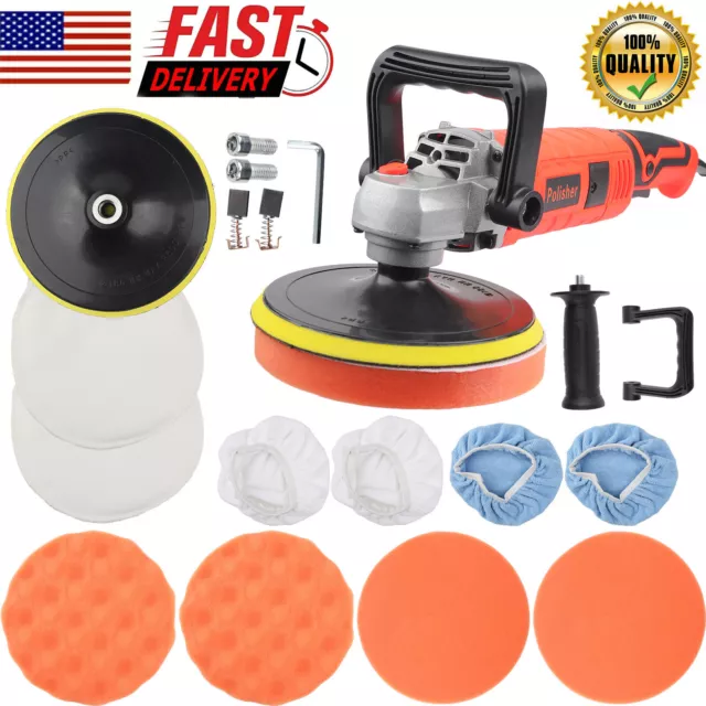 Buffing Pad Machine Kit Buffer Polishing Car Polisher Waxing Tool Set 7" 1580W