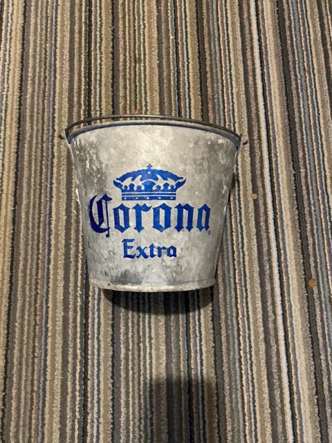 Corona Extra Galvanized Metal Ice Bucket,  9" diameter, 7-1/8" tall