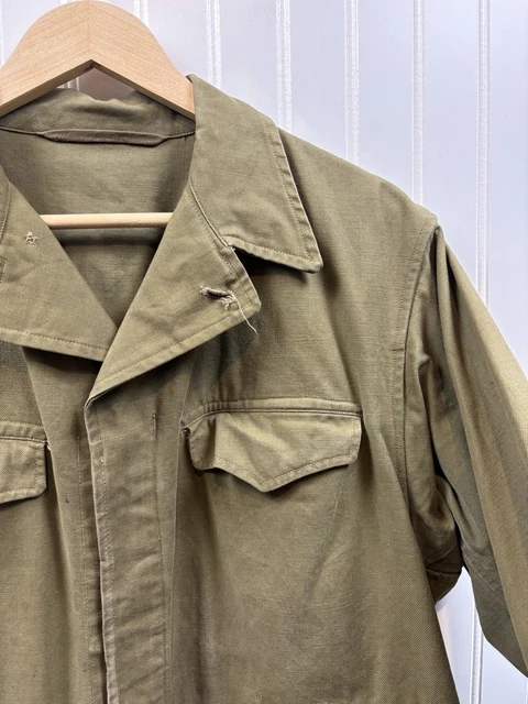 VINTAGE 1950S FRENCH Army M-47 Field Jacket Olive Drab Sateen 24x28 ...