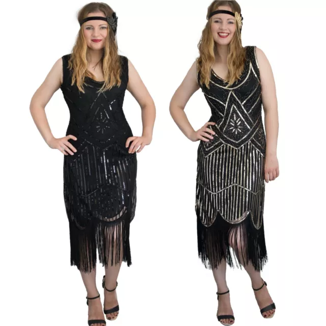 1920s Dress Women Flapper Gatsby Costume Evening Plus Size Party Fancy Dress UK