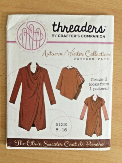 ABRIGO SUÉTER OLIVIA PONCHO Patrón de Costura TALLAS 8 A 16 3 LOOKS EN UNO