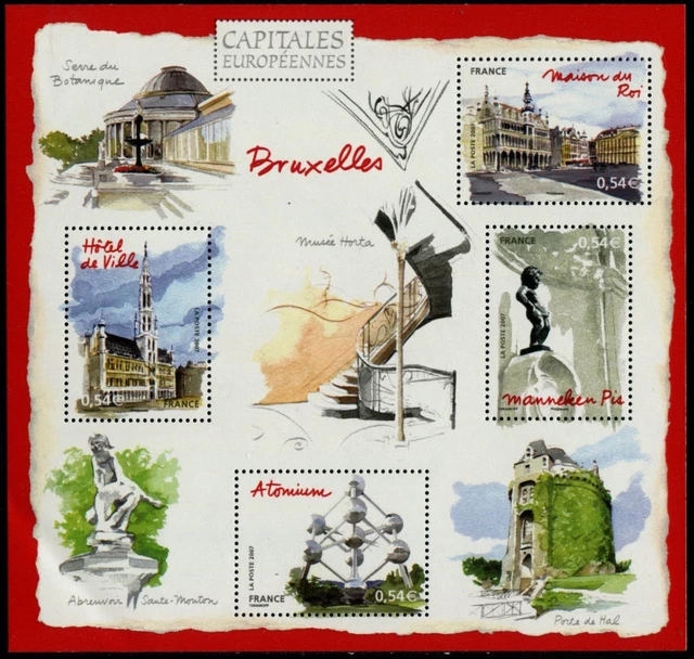 2007 FRANCE BLOC N°111** BF Capitales Européennes Bruxelles (Belgique) sheet MNH