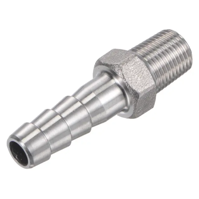 Hose Barb Pipe Fitting 8mm OD x 1/8PT Male Thread 304 Stainless Steel Straight