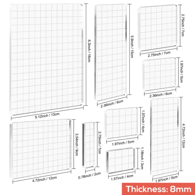 Transparent Acryl Stempelblock Kit Mit Rasterlinien Block Pad Verschiedene Größe