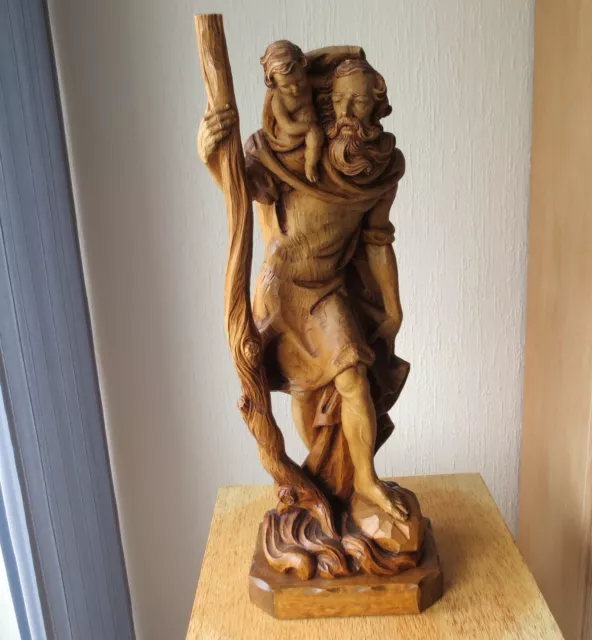 Heiligenfigur Der Heilige Christopherus Holzfigur  Holzschnitzerei Huber