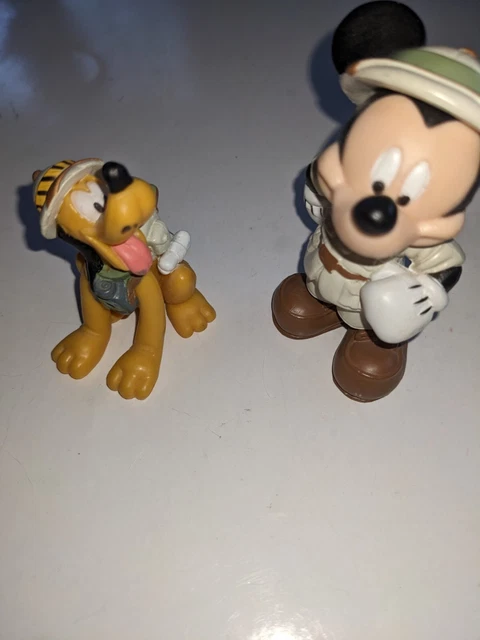 Lot of 2 - Disney Mickey Mouse and Pluto Safari Explorer PVC Figure