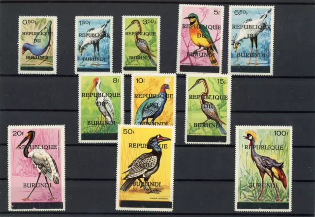[G80.210] Burundi 1967 : Birds - Good Set VF MNH Ovpt Stamps