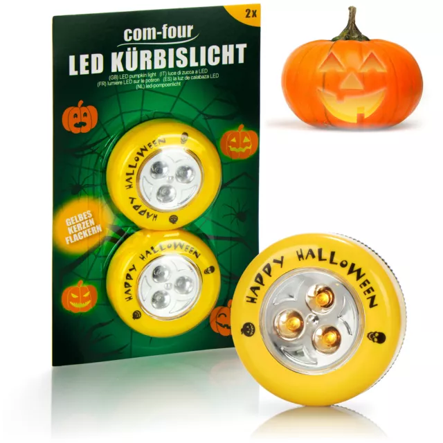 2x LED-Licht für Halloween - Blinkende Kürbis LED Lichter - gelb