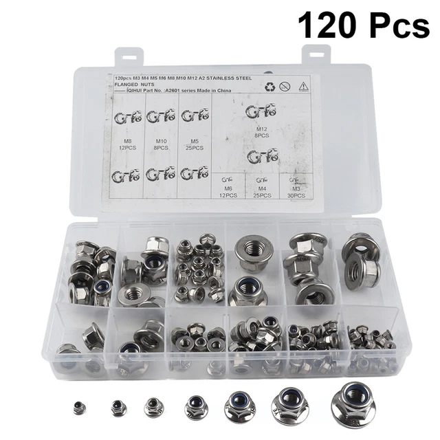 120 Pcs Flanschkopfmuttern Kontermutter Für Metallflansch Rostfreier Stahl