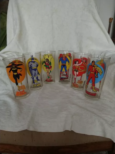 1976 DC COMICS Pepsi-Cola Super Series Glasses - Set of 6