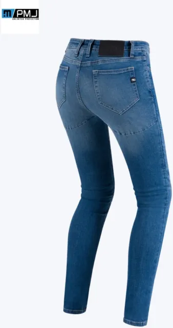 Jeans Femme à Partir De Moto Skinny Pmj Avec Protections Amovibles Bleu