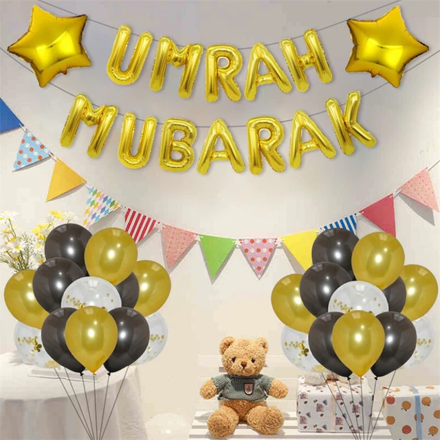 Umrah Mubarak Banner – 2 Meter Lang, Aus Hochwertiger Karte (350 G/m²), Mit Aufhängeband