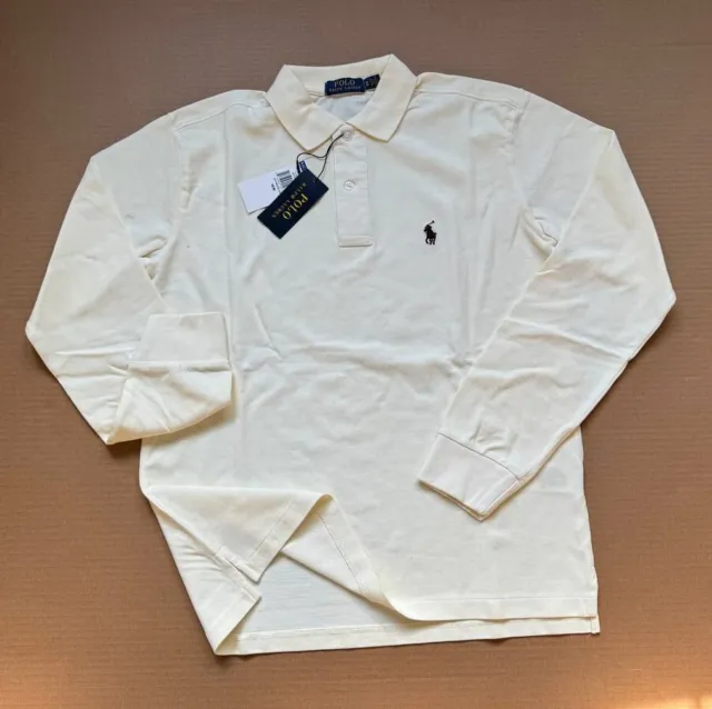 Polo Ralph Lauren Langarm-Poloshirt, Polokragen, Weiß, Größe M