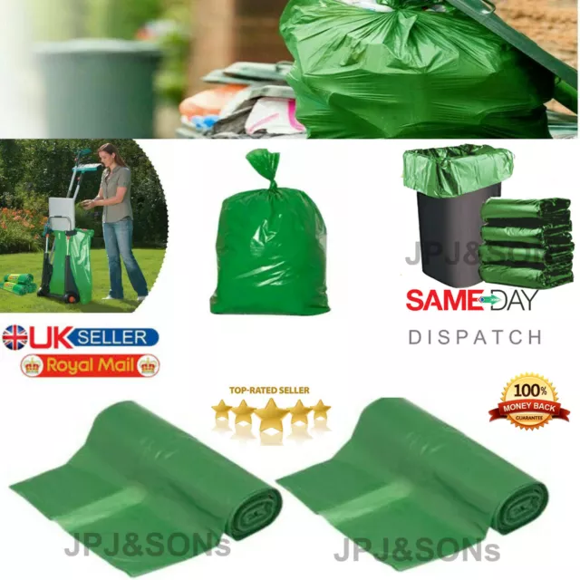 80L Strong Heavy Duty Green Garden Bag Waste Sacks Large Rubbish Bin Bags Uk