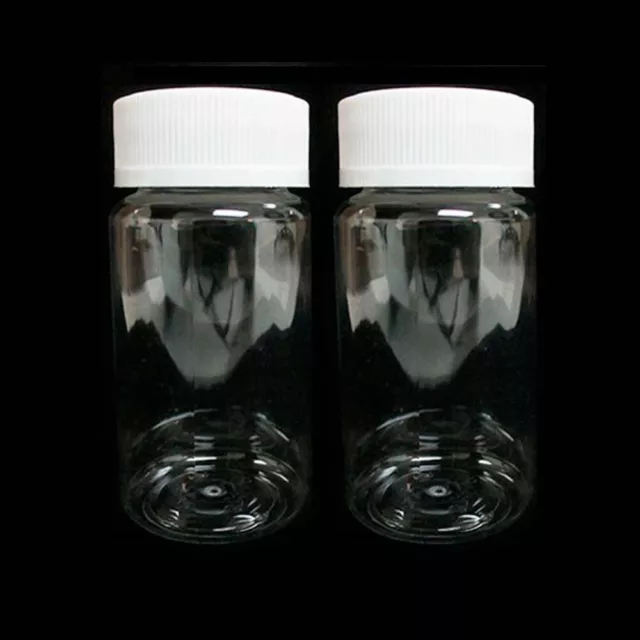 2 Empty Plastic Pill Bottles Medicine Container Vitamin Capsule Case Holder Cl