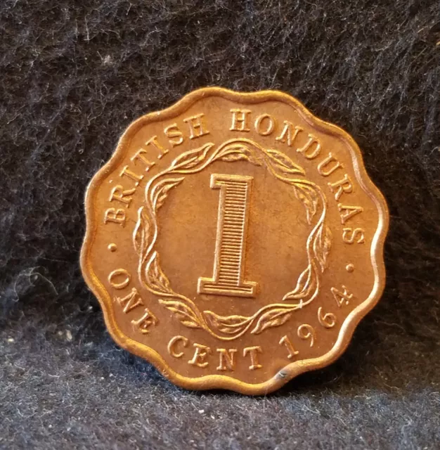 1964 British Honduras (Belize) cent, red brown UNC, Elizabeth II, KM-30 (BH20)