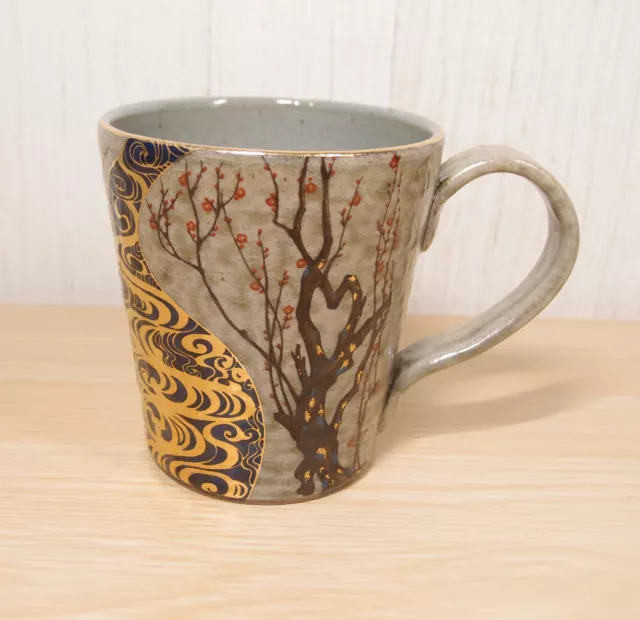 KUTANI YAKI WARE Japanese Mug Cup Tea Coffee Korinbai Plum Tree Flower Japan