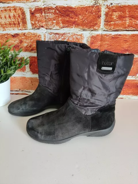 WOMENS HOTTER ORLA Gore Tex Uk 3 Exf Black Suede Textile Waterproof Boots 29.99 PicClick UK
