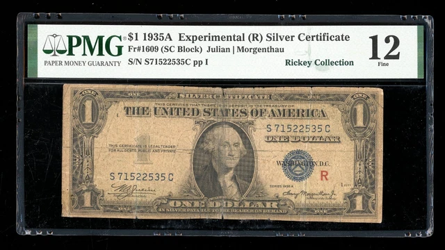 DBR 1935-A $1 Silver Experimental (R) Fr. 1609 PMG 12 Serial S71522535C