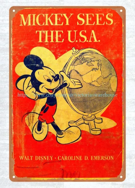 1950s book cover Mickey Sees The USA metal tin sign office shop outdoor plaques