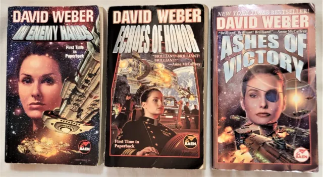 David Weber Honor Harrington 7-9 Echoes, Enemy Hands, Ashes of Victory paperback