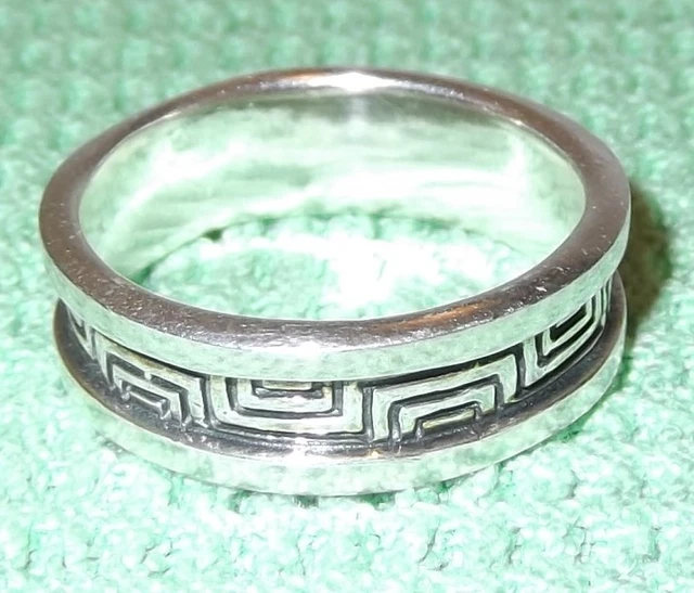 rare bague HERMES ex libris logo taille 53 en argent massif 925 29gr - 58 Facettes