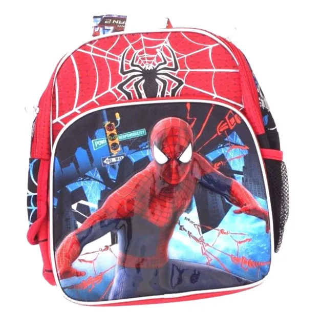 Marvel Spider-man Kids Boys Backpack Bookbag 14" Diagonal with Back Support NWT
