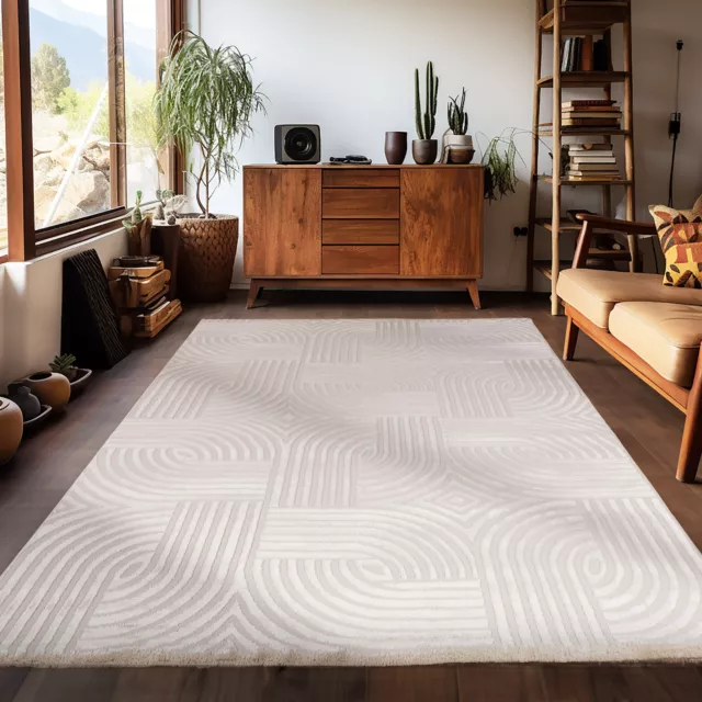 Teppich Wohnzimmer Kurzflor Skandinavische Stil Boho Teppich Beige Einfarbig