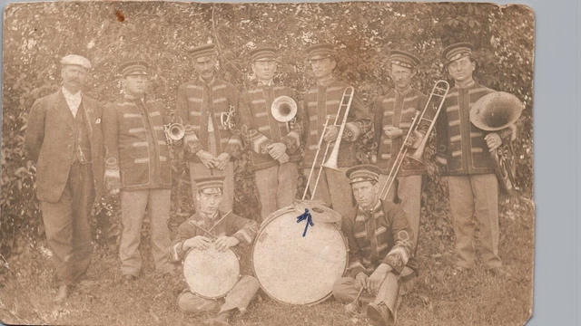 JEFFERSON NY MARCHING BAND ORCHESTRA real photo postcard rppc new york antique