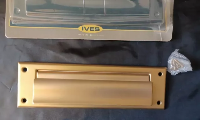 NOS Vintage Ives Brass Aluminum Mail Slot Door Letter Box Plate C619A63