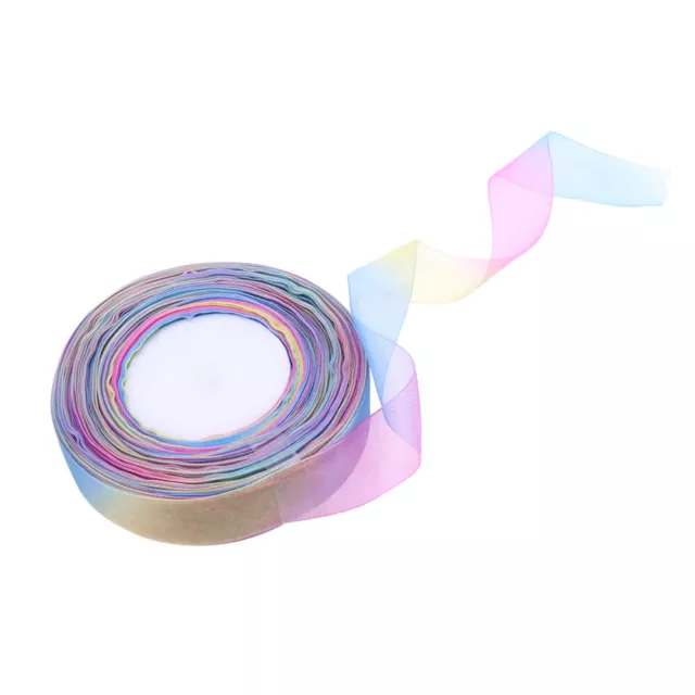 50 mètres 25 mm ruban arc-en-ciel chatoyant organza ruban pour l'emballage