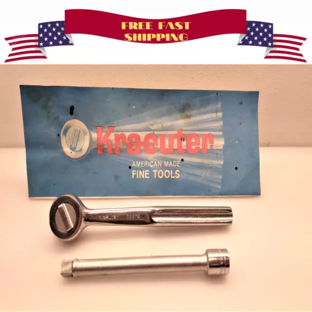 Kraeuter Usa Tools Set 3/8" Drive Ratchet 32070 And 6" Extension 32063 Vintage