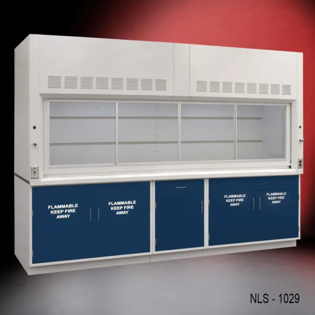 10' x 4' Laboratory Fume Hood w/ Flammable Storage Cabinets / Valves /  E2-788