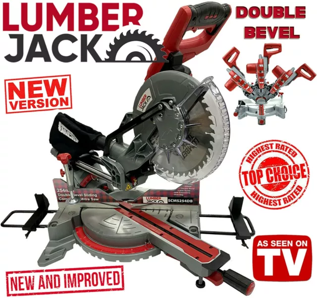 10" Compound Sliding Mitre Saw DOUBLE BEVEL Blade Laser Lumberjack 240v 254mm