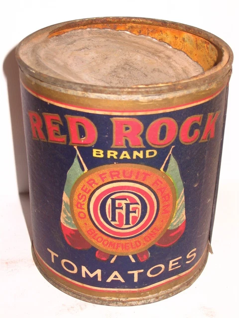 Red Rock Tomotaoes Tin Can W Label Orsher Fruit Farm Bloomfield Ontario