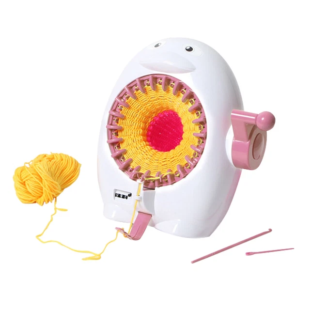 Máquina de tejer de lana de pingüino cilindro calcetines tejidos hechos a mano telar (rosa)