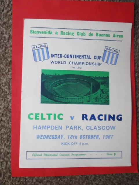 Celtic v Racing-Inter-Continental Cup 1967 Programme