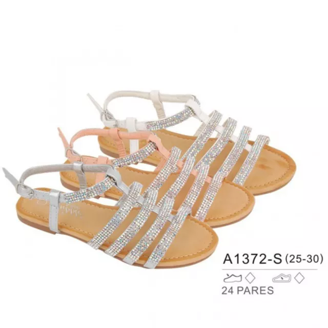 Neu Mädchen Sandalen Sommer Sandaletten mit Strasssteinen und Glitzer