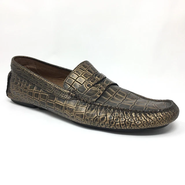 DONALD J. PLINER brown leather loafers driving shoes mens size 10 35.00 PicClick