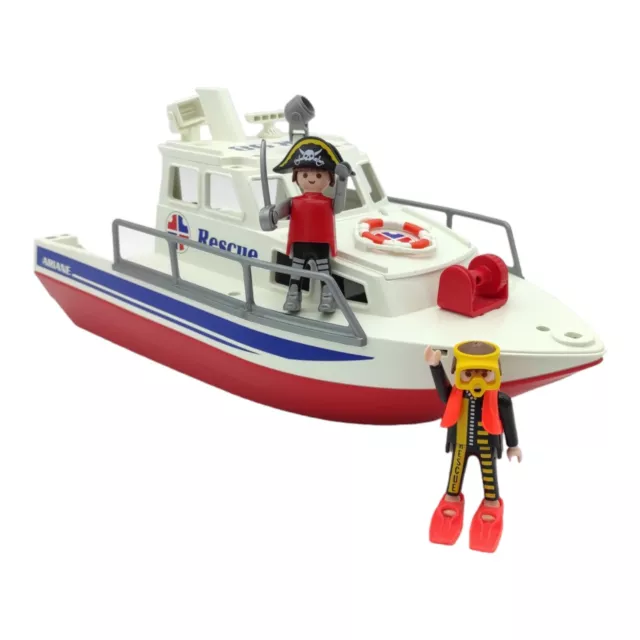 PLAYMOBIL COASTAL RESCUE Boat Life Boat 3941 + 2 Figures Play Set Ariane  1999 £22.95 - PicClick UK