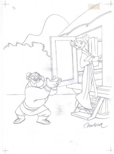 Disney's Mulan - Original Production Drawing - Cardona - Signed