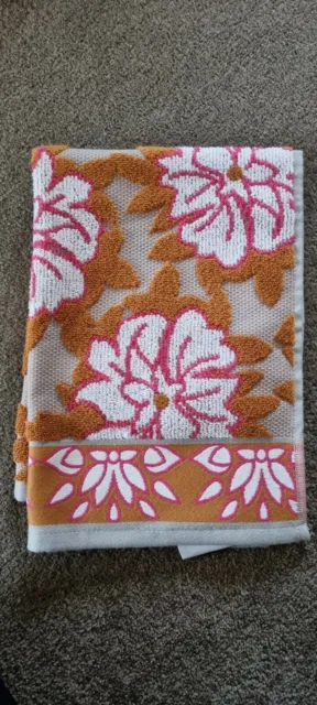 ADAIRS Tan/Pink Floral Hand Towel - New Without Tags