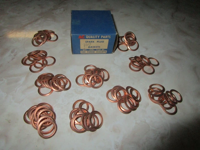 100 NOS AC 1555475 Spark Plug Seat Gaskets 1933-1940, 1949 50 51-1954 Chevrolet