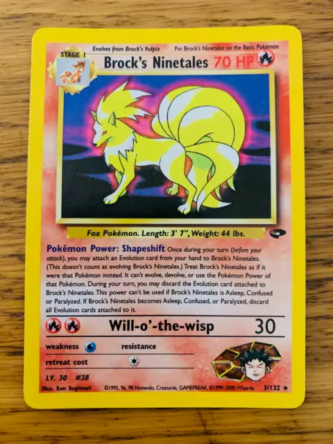 MINT! Brock's Ninetales (3/132) Holo Gym Challenge Pokemon Card! FREE P&P!