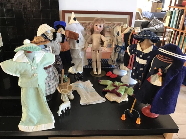 Lot de Poupée SFBJ, Paris, taille 4, bouche ouverte, yeux fixes bleus